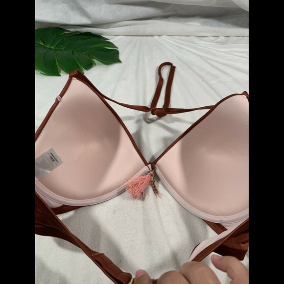 NWT $30 Shade & Shore Copper Tassel Push‎ Up Triangle Bikini Top [ 38DD ] - Picture 11 of 12